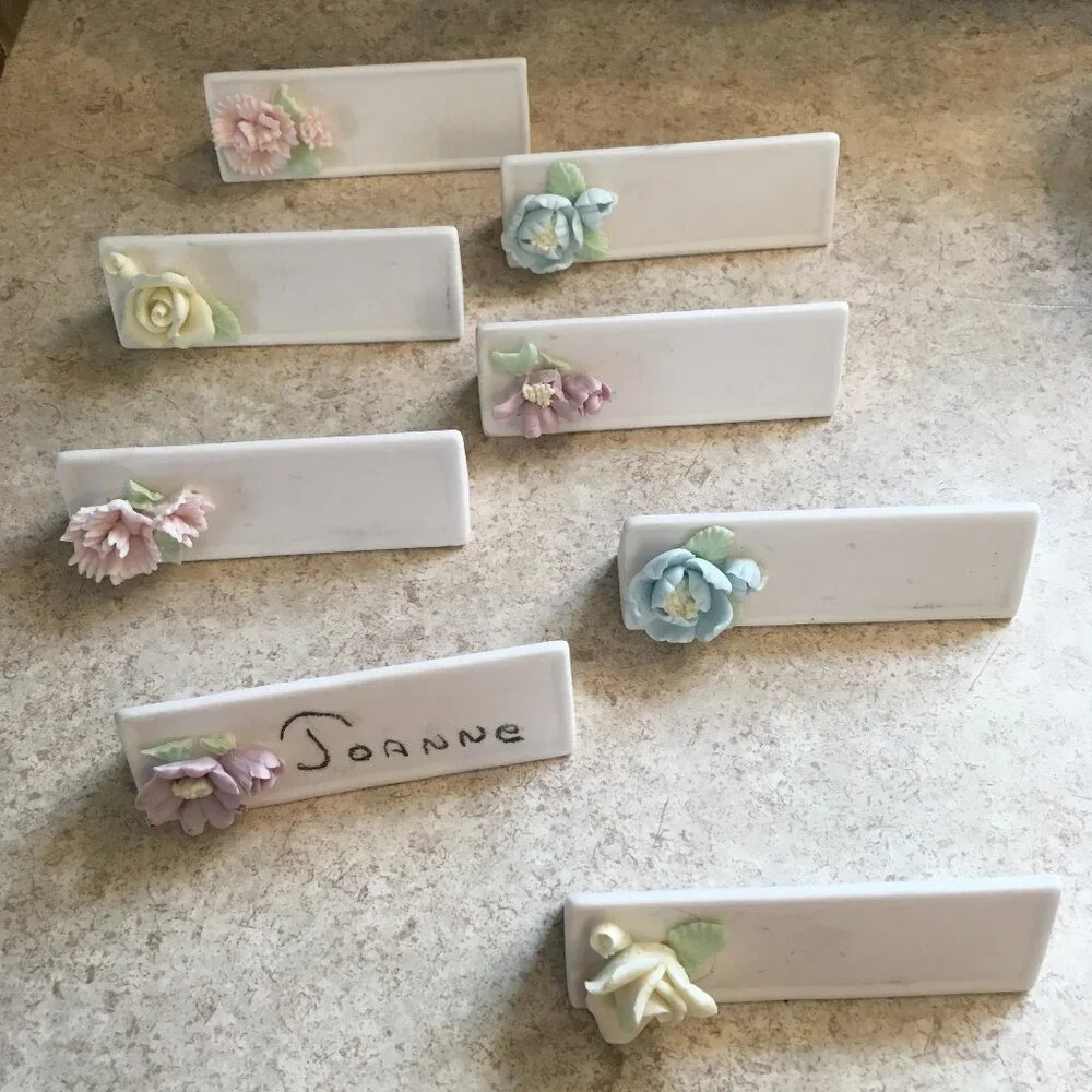 Vintage Porcelain Bisque Floral Reusable Place Cards